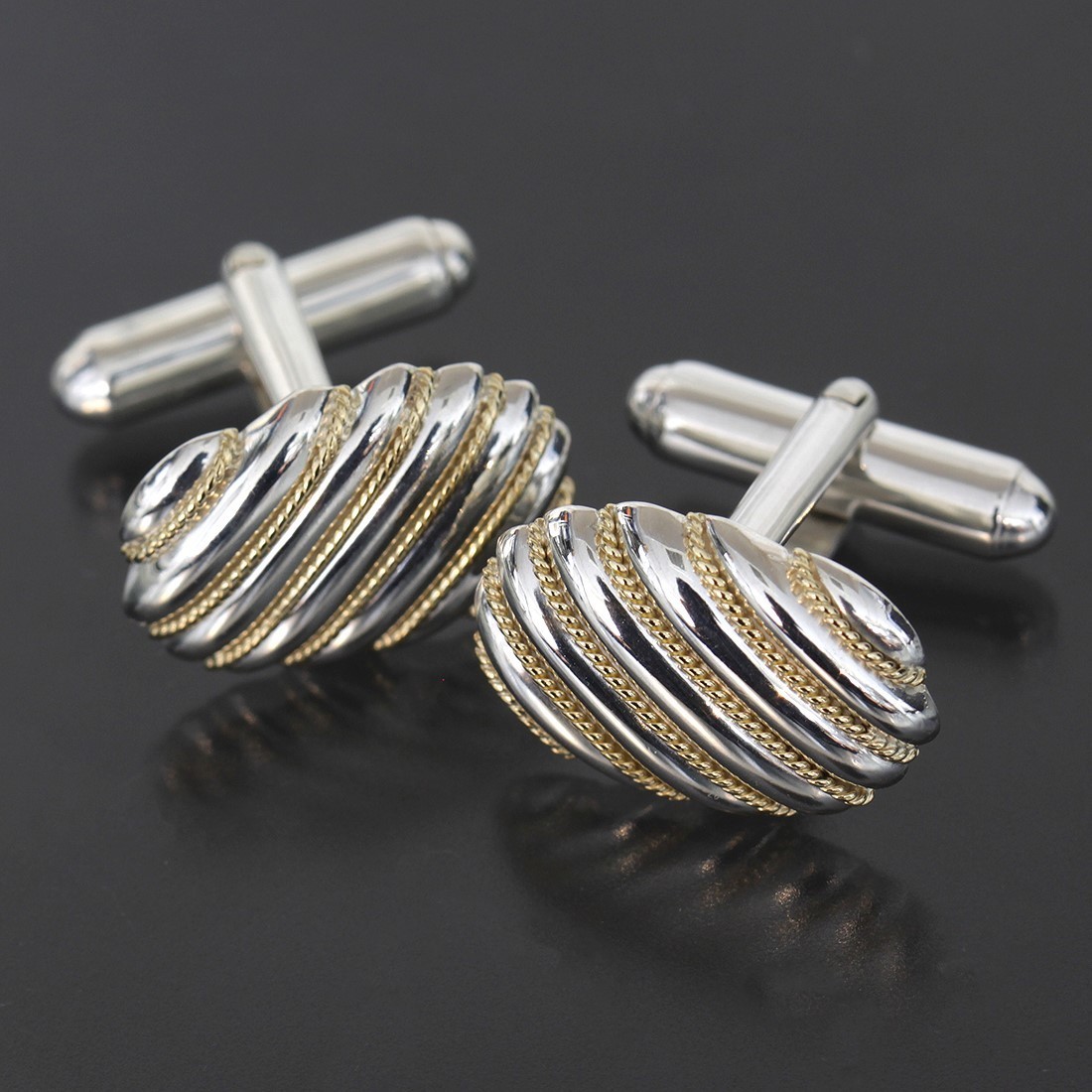 Tiffany Twist Cufflinks Silver Yellow Gold